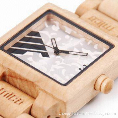 Fashionable Wooden Watch with Quartz Movement and Hard Mineral Glass, Customized Logos Welcomed